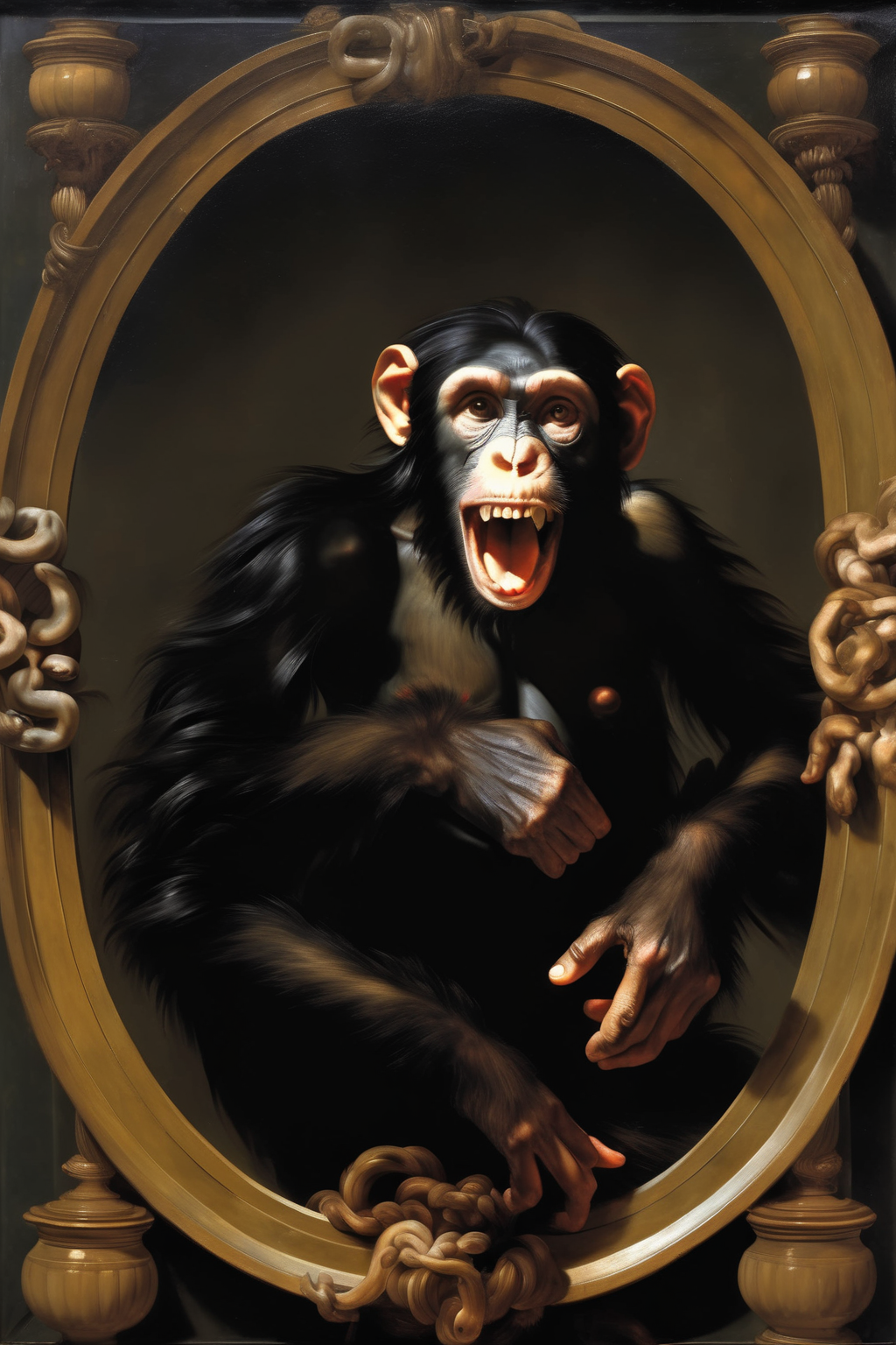 01004-2933161885-_lora_Willem van Aelst Style_1_Willem van Aelst Style - chimpanzee medusa caravaggio baroque painting with gothic background old.png